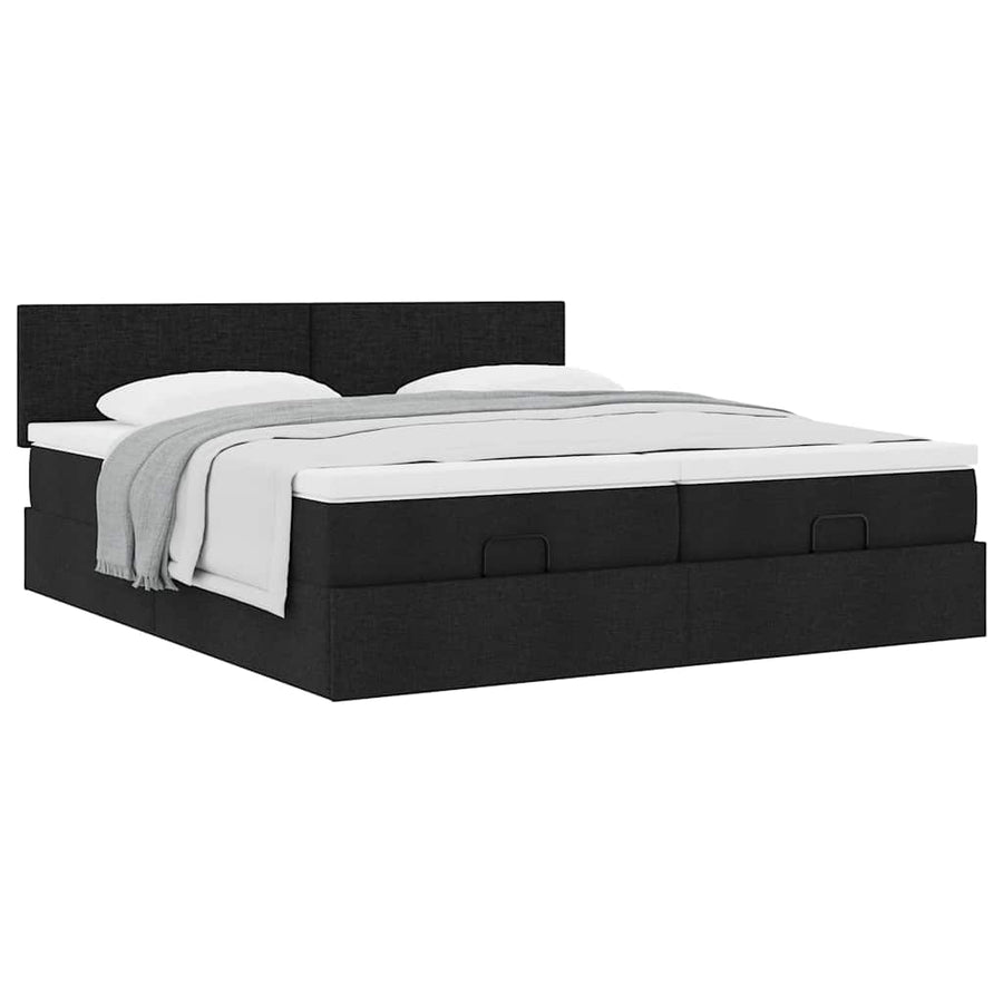 Ottoman bed met matrassen 160x200cm stof zwart