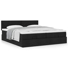 Ottoman bed with mattresses 160x200cm black fabric