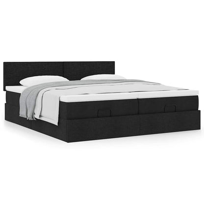 Ottoman bed met matrassen 160x200cm stof zwart
