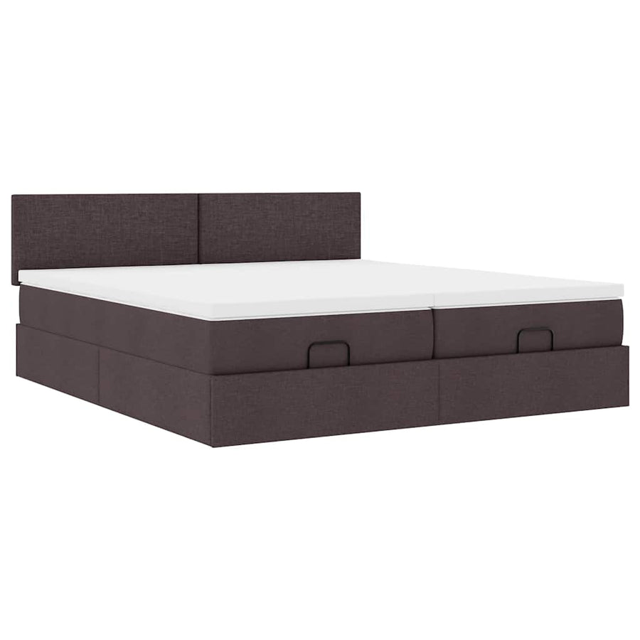 Ottoman bed met matrassen 160x200cm stof donkerbruin