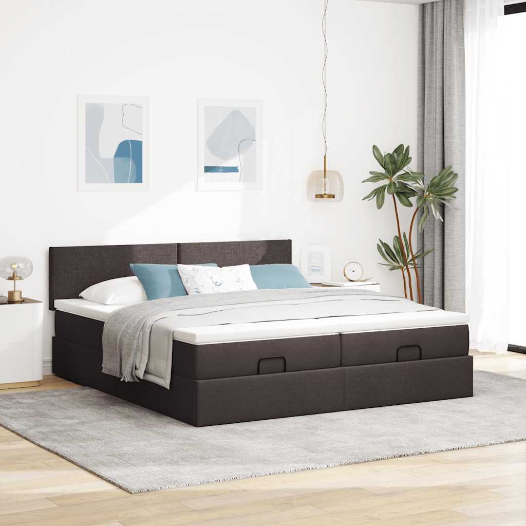 Ottoman bed met matrassen 160x200cm stof donkerbruin