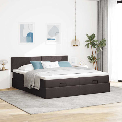 Ottoman bed met matrassen 160x200cm stof donkerbruin