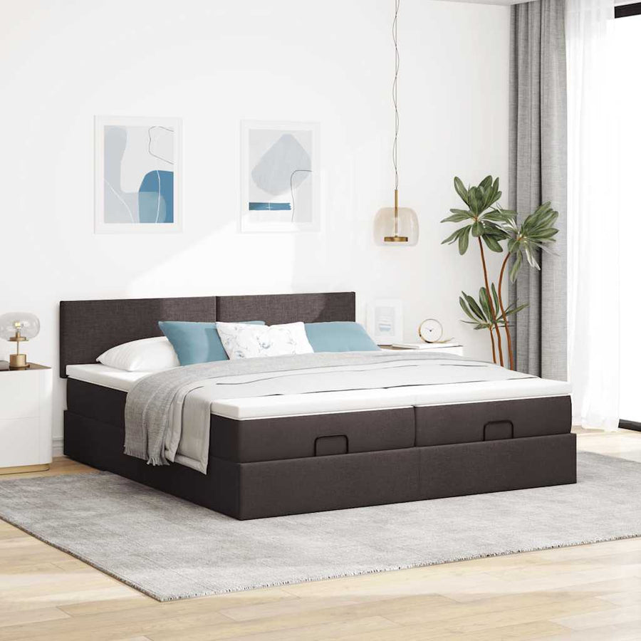 Ottoman bed met matrassen 160x200cm stof donkerbruin
