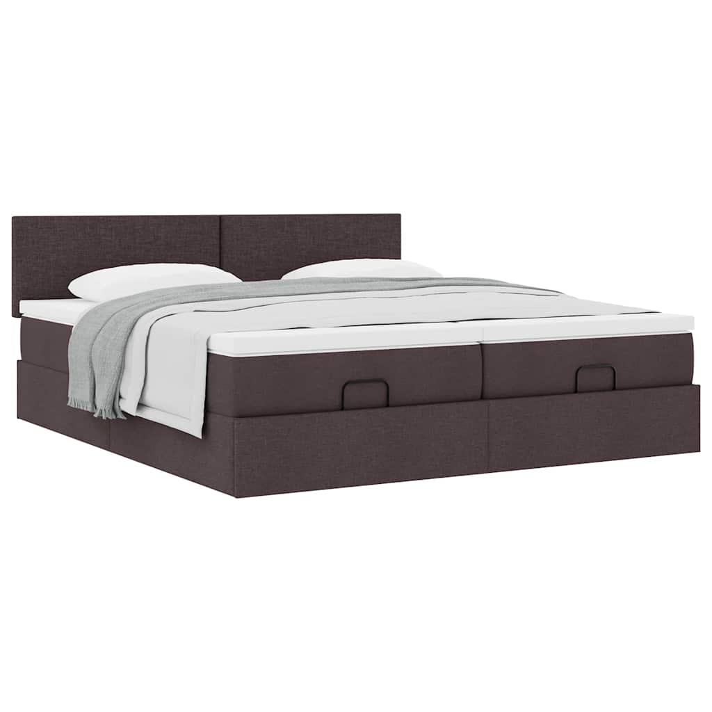 Ottoman bed met matrassen 160x200cm stof donkerbruin