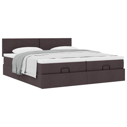 Ottoman bed met matrassen 160x200cm stof donkerbruin