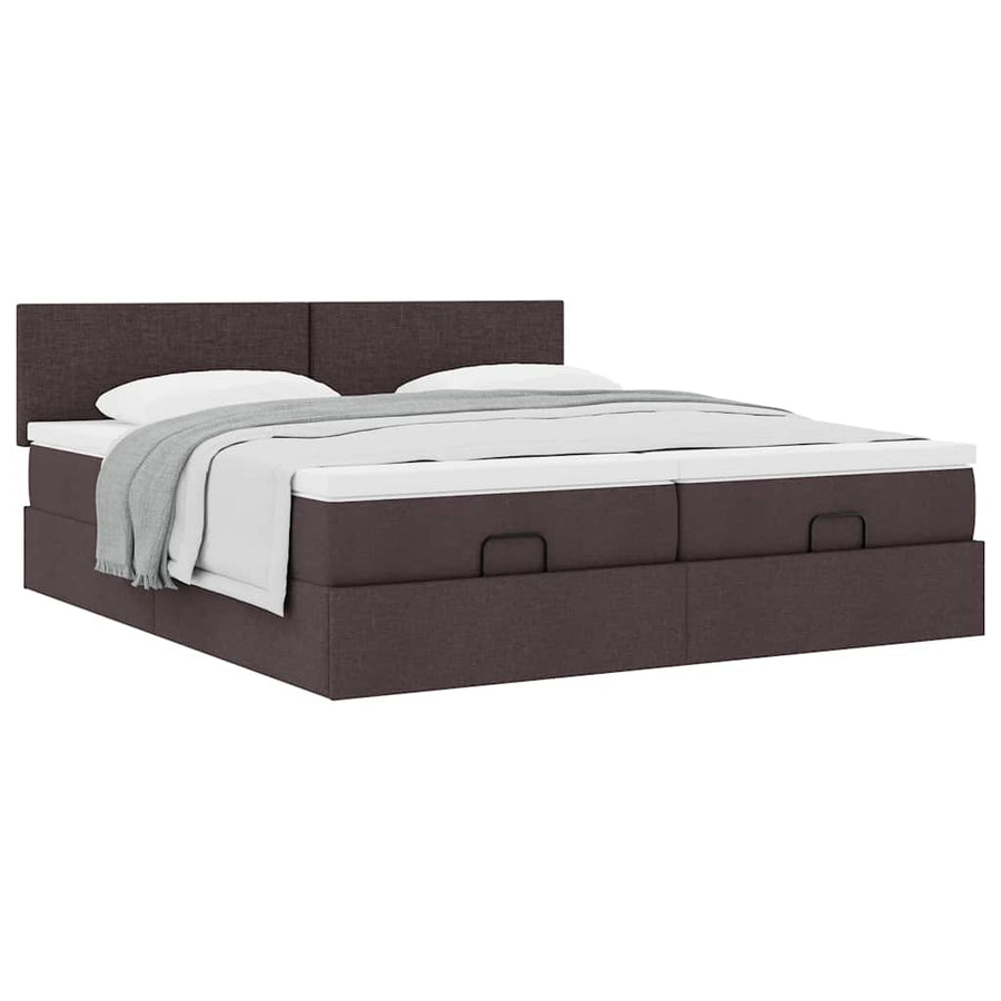 Ottoman bed met matrassen 160x200cm stof donkerbruin