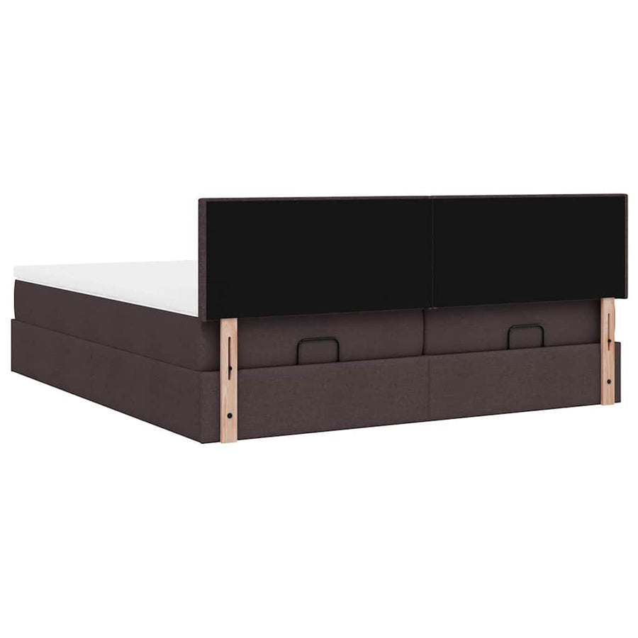 Ottoman bed met matrassen 160x200cm stof donkerbruin