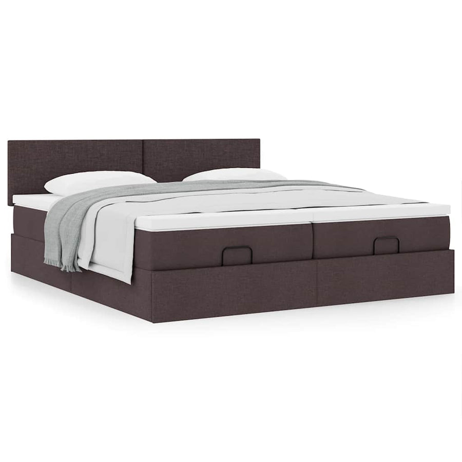 Ottoman bed met matrassen 160x200cm stof donkerbruin