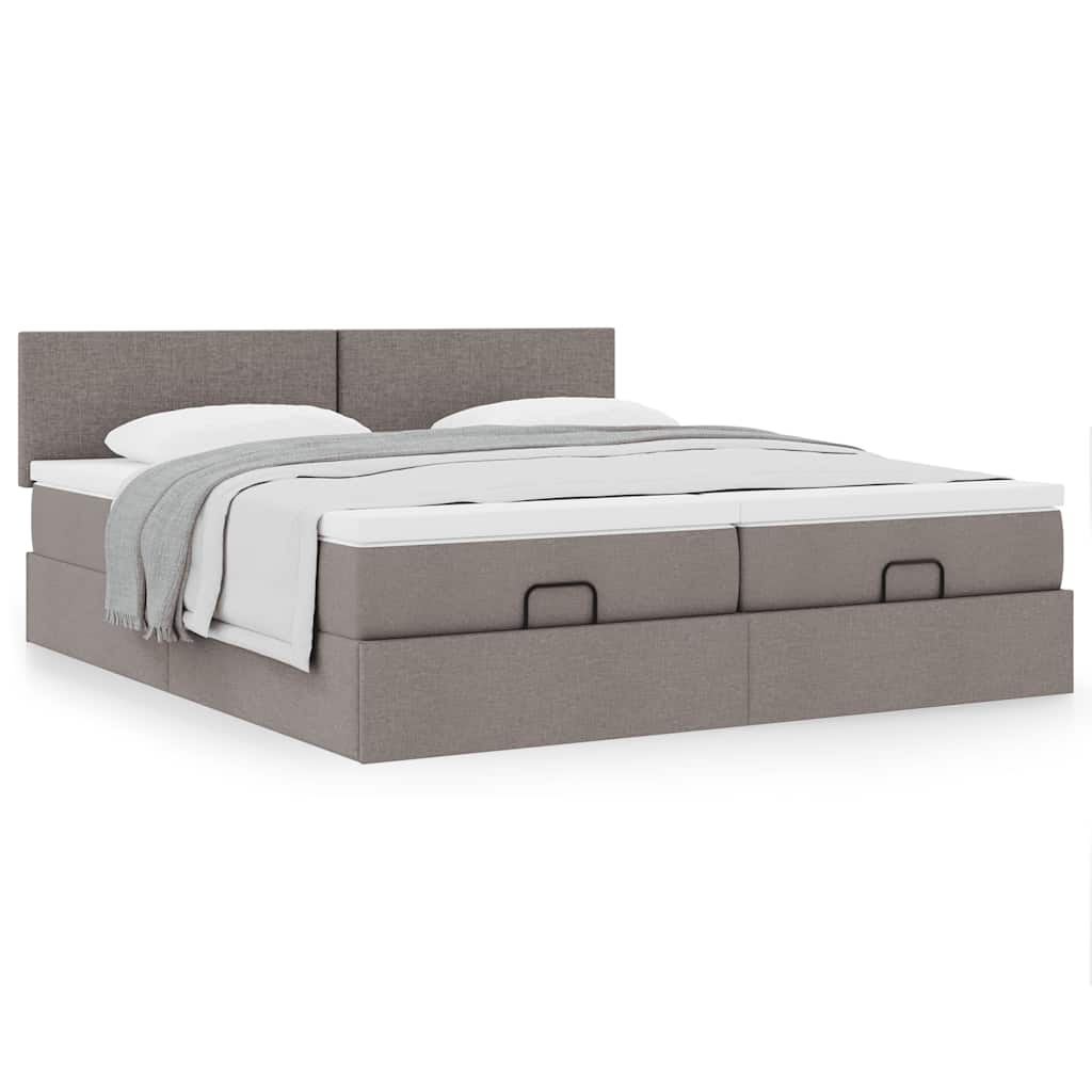 Ottoman bed met matrassen 160x200cm stof taupe