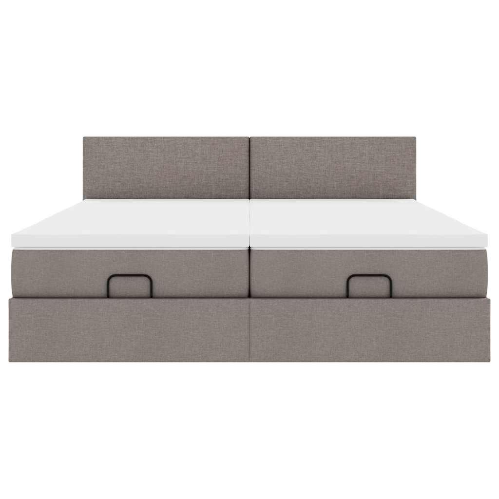 Ottoman bed met matrassen 160x200cm stof taupe