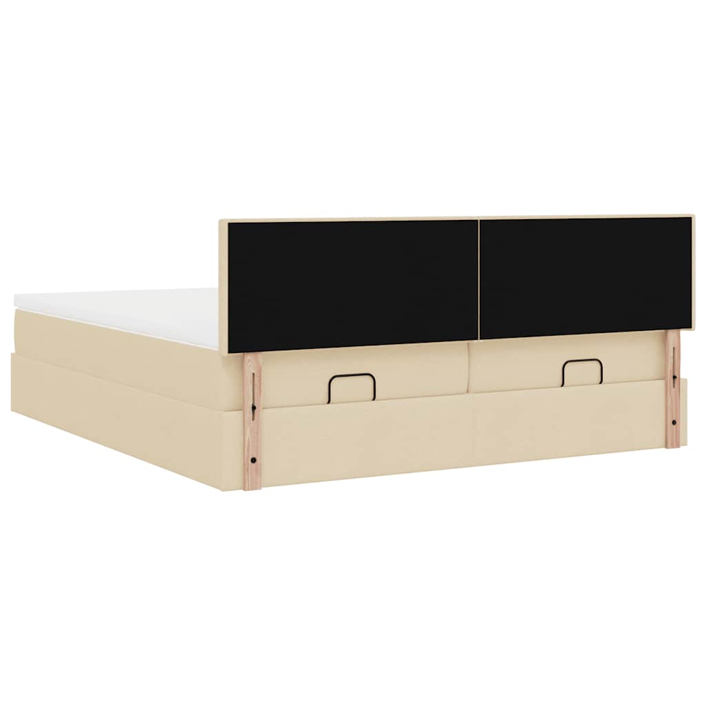 Ottoman bed met matrassen 160x200cm stof crèmekleurig