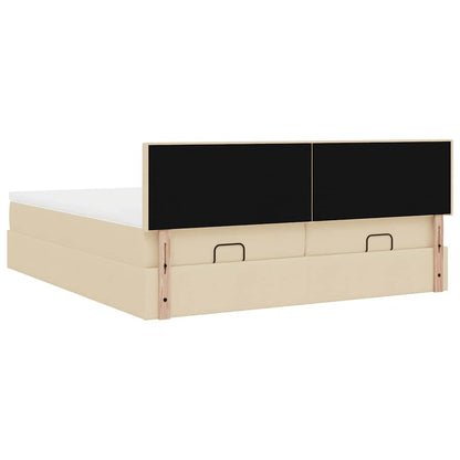 Ottoman bed met matrassen 160x200cm stof crèmekleurig