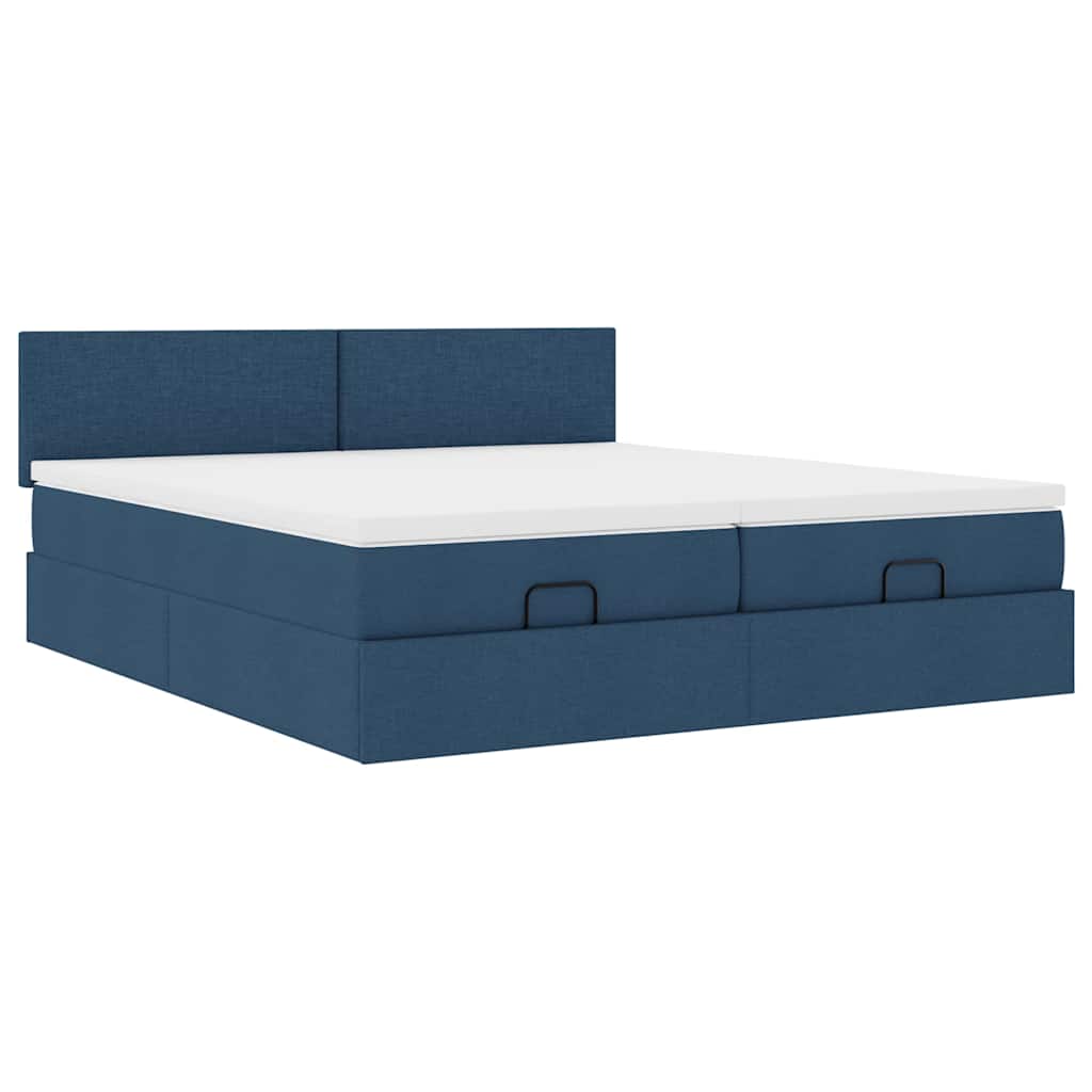Ottoman bed met matrassen 160x200cm stof blauw