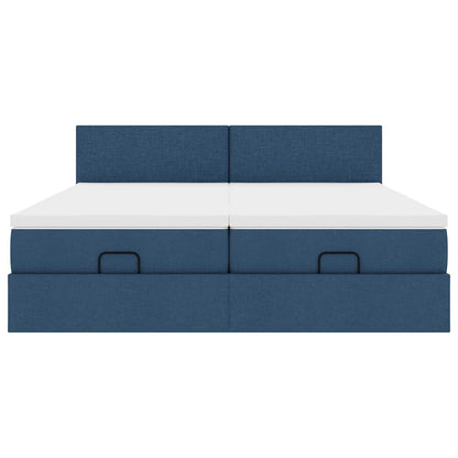 Ottoman bed met matrassen 160x200cm stof blauw