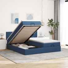 Ottoman bed met matrassen 160x200cm stof blauw
