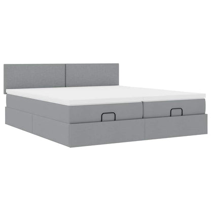 Ottoman bed met matrassen 180x200cm stof lichtgrijs
