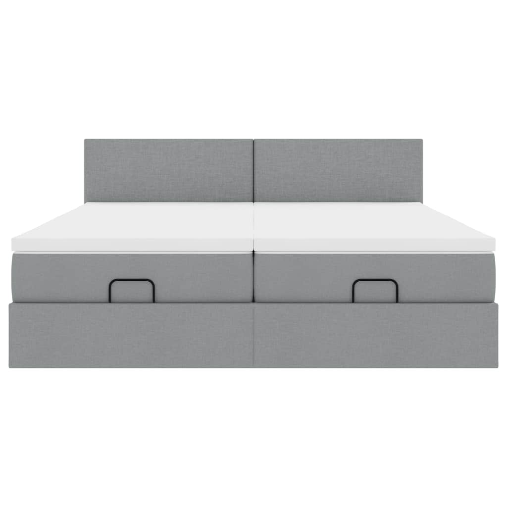 Ottoman bed met matrassen 180x200cm stof lichtgrijs