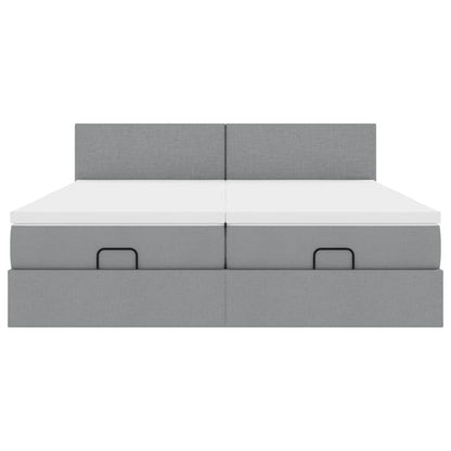 Ottoman bed met matrassen 180x200cm stof lichtgrijs