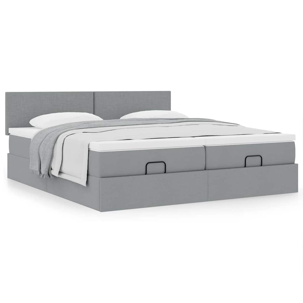 Ottoman bed met matrassen 180x200cm stof lichtgrijs