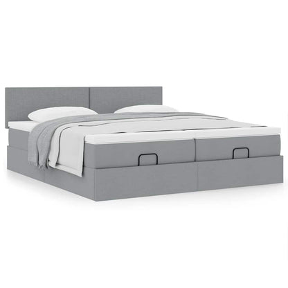 Ottoman bed met matrassen 180x200cm stof lichtgrijs