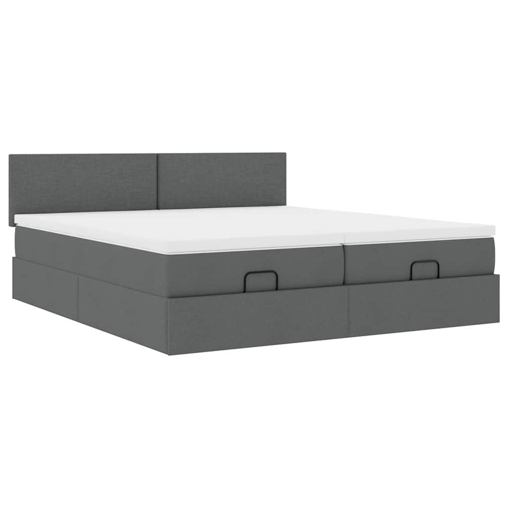 Ottoman bed met matrassen 180x200cm stof donkergrijs