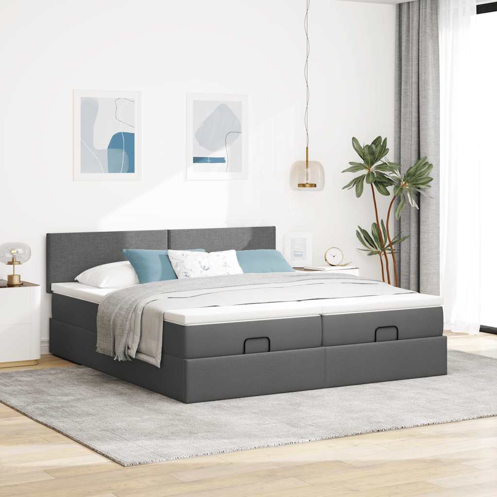 Ottoman bed met matrassen 180x200cm stof donkergrijs