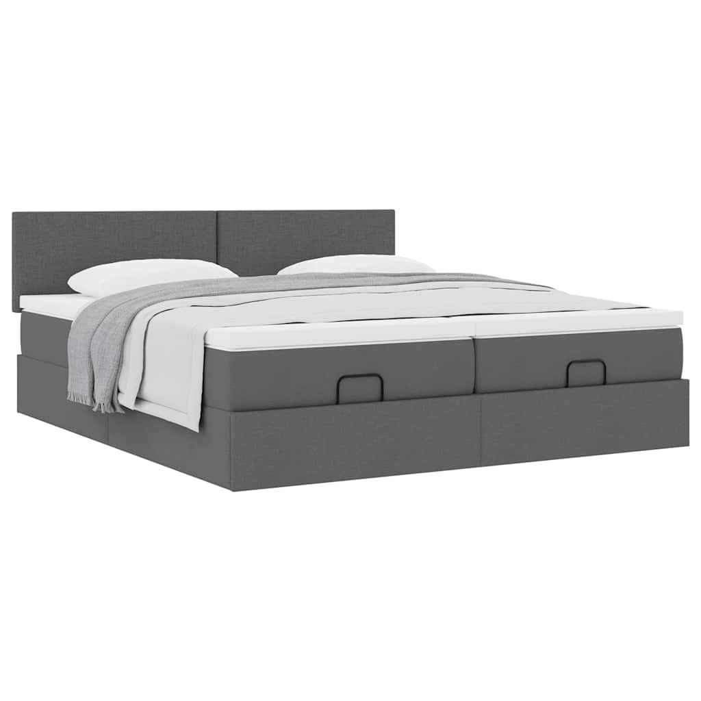 Ottoman bed met matrassen 180x200cm stof donkergrijs