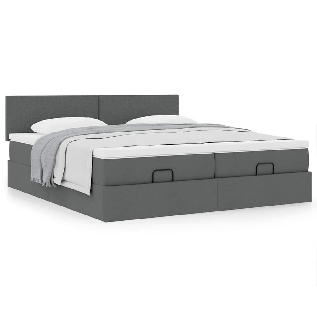 Ottoman bed met matrassen 180x200cm stof donkergrijs