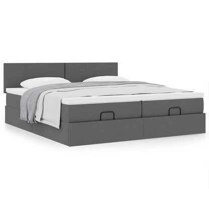 Ottoman bed met matrassen 180x200cm stof donkergrijs