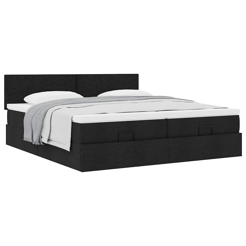 Ottoman bed met matrassen 180x200cm stof zwart