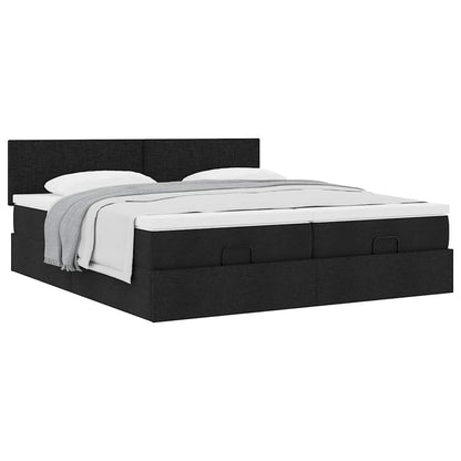 Ottoman bed met matrassen 180x200cm stof zwart
