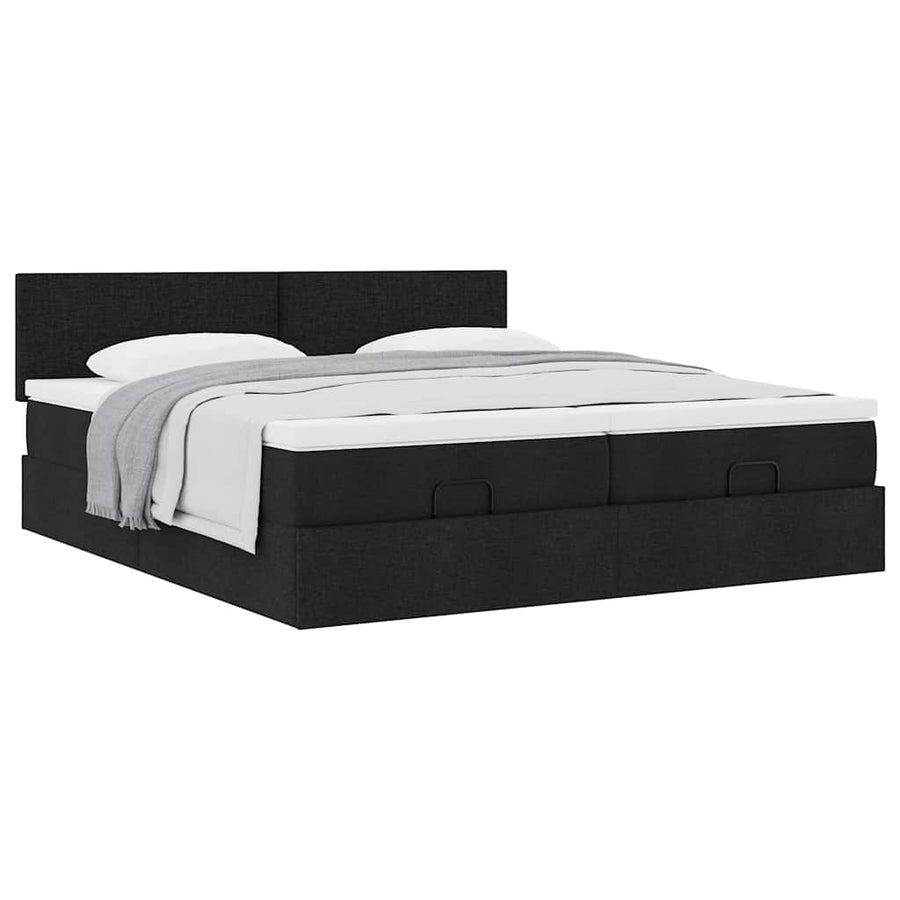 Ottoman bed met matrassen 180x200cm stof zwart