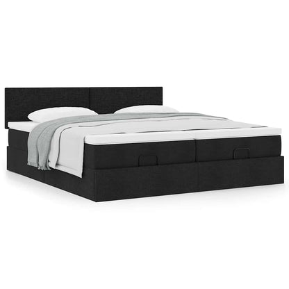 Ottoman bed met matrassen 180x200cm stof zwart