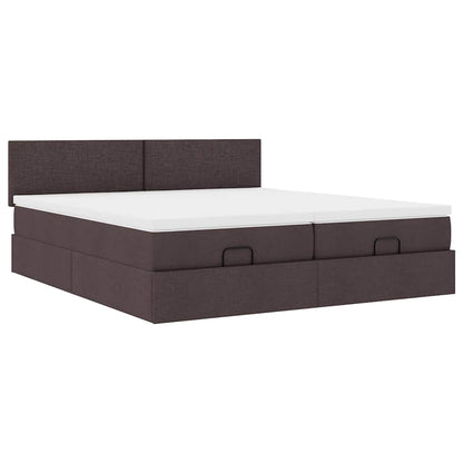 Ottoman bed met matrassen 180x200cm stof donkerbruin