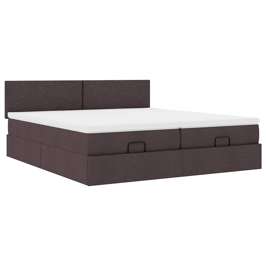 Ottoman bed met matrassen 180x200cm stof donkerbruin