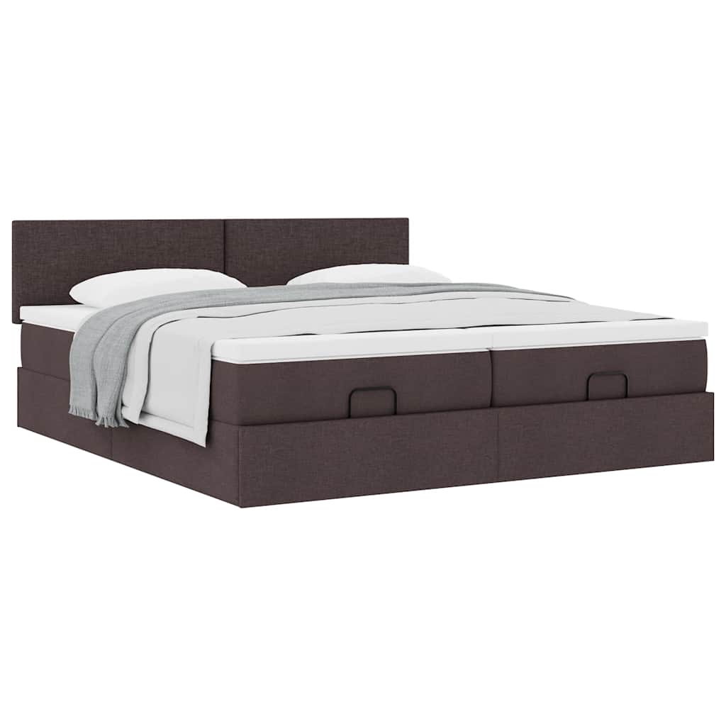Ottoman bed met matrassen 180x200cm stof donkerbruin