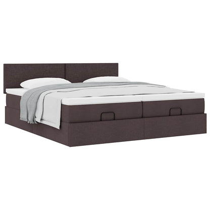 Ottoman bed met matrassen 180x200cm stof donkerbruin
