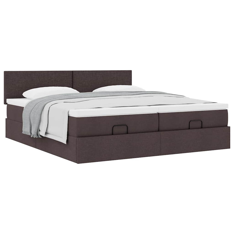 Ottoman bed met matrassen 180x200cm stof donkerbruin