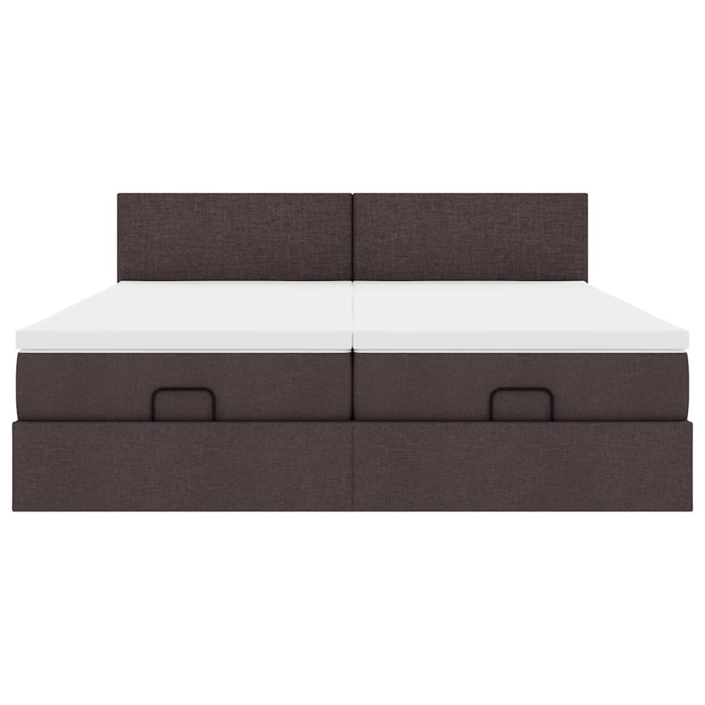 Ottoman bed met matrassen 180x200cm stof donkerbruin