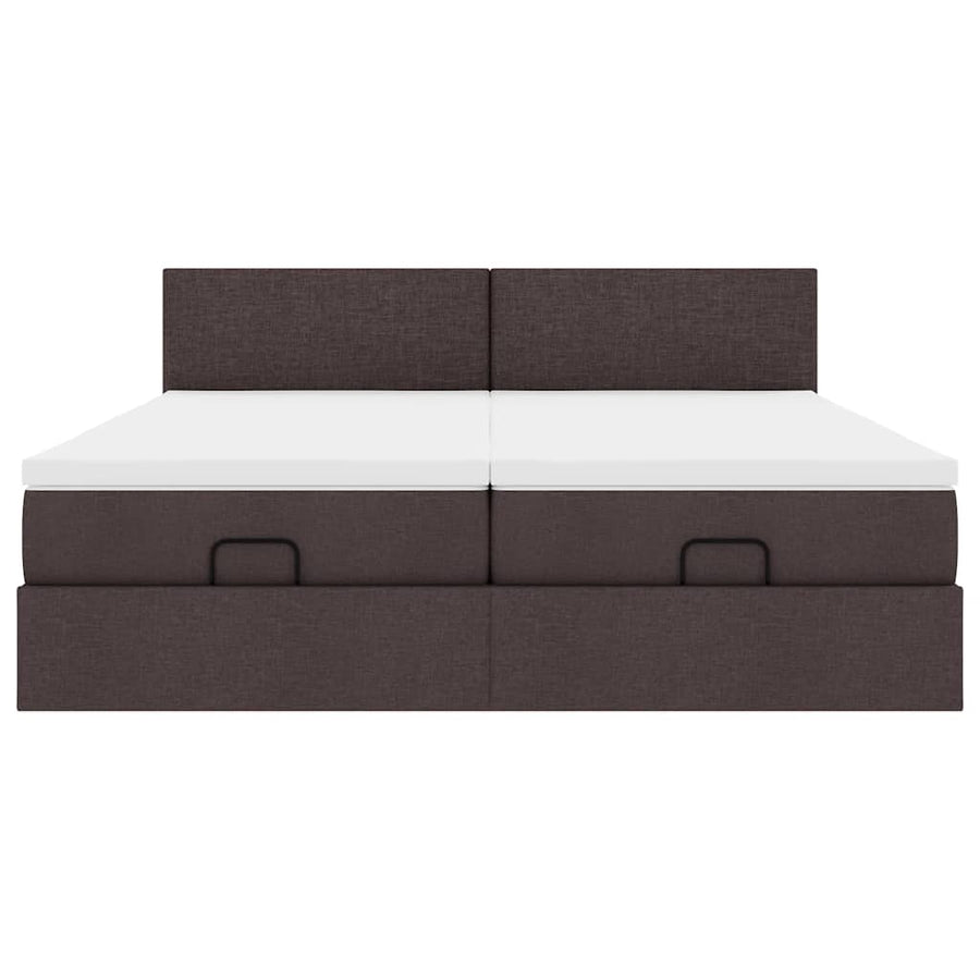 Ottoman bed met matrassen 180x200cm stof donkerbruin