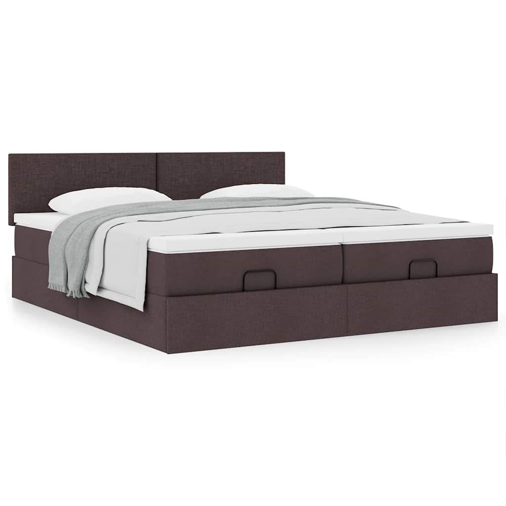 Ottoman bed met matrassen 180x200cm stof donkerbruin