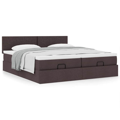 Ottoman bed met matrassen 180x200cm stof donkerbruin