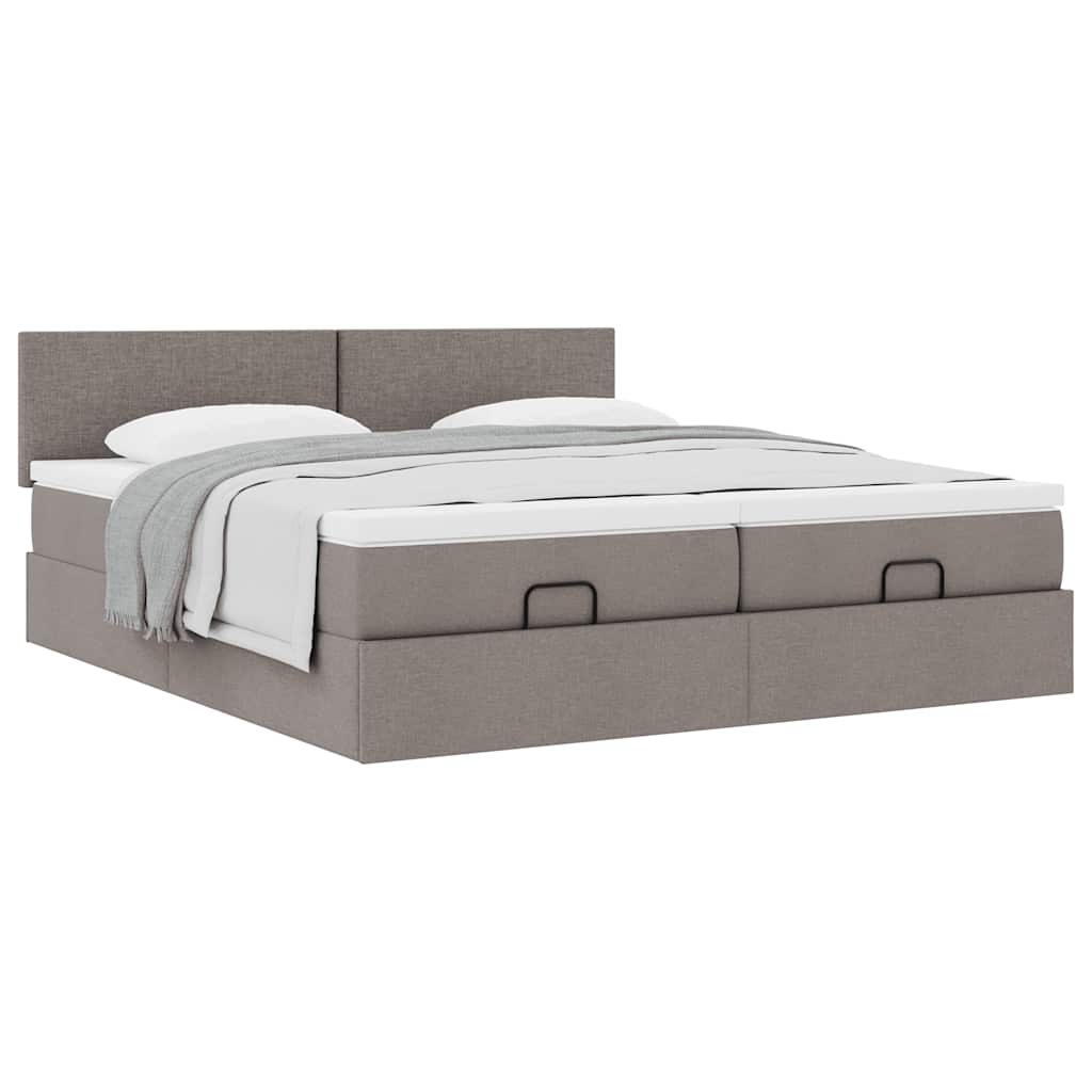 Ottoman bed met matrassen 180x200cm stof taupe