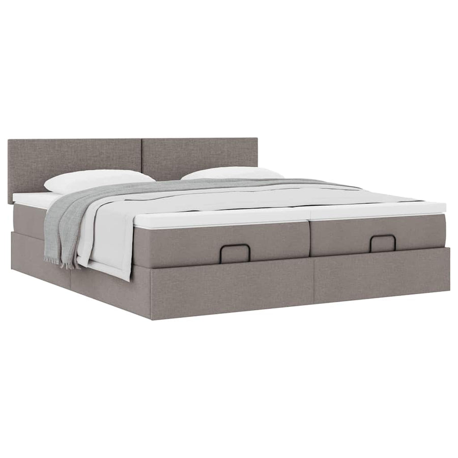 Ottoman bed met matrassen 180x200cm stof taupe