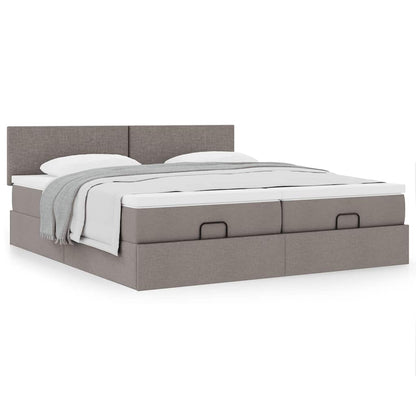 Ottoman bed met matrassen 180x200cm stof taupe
