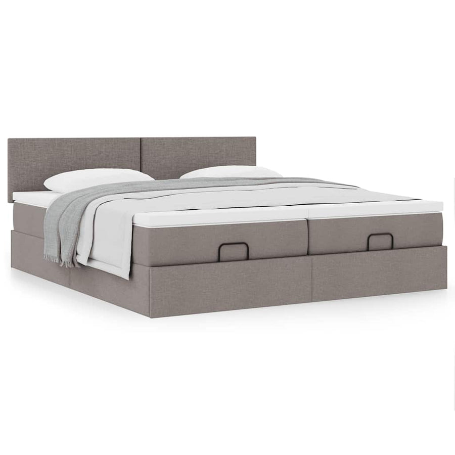 Ottoman bed met matrassen 180x200cm stof taupe