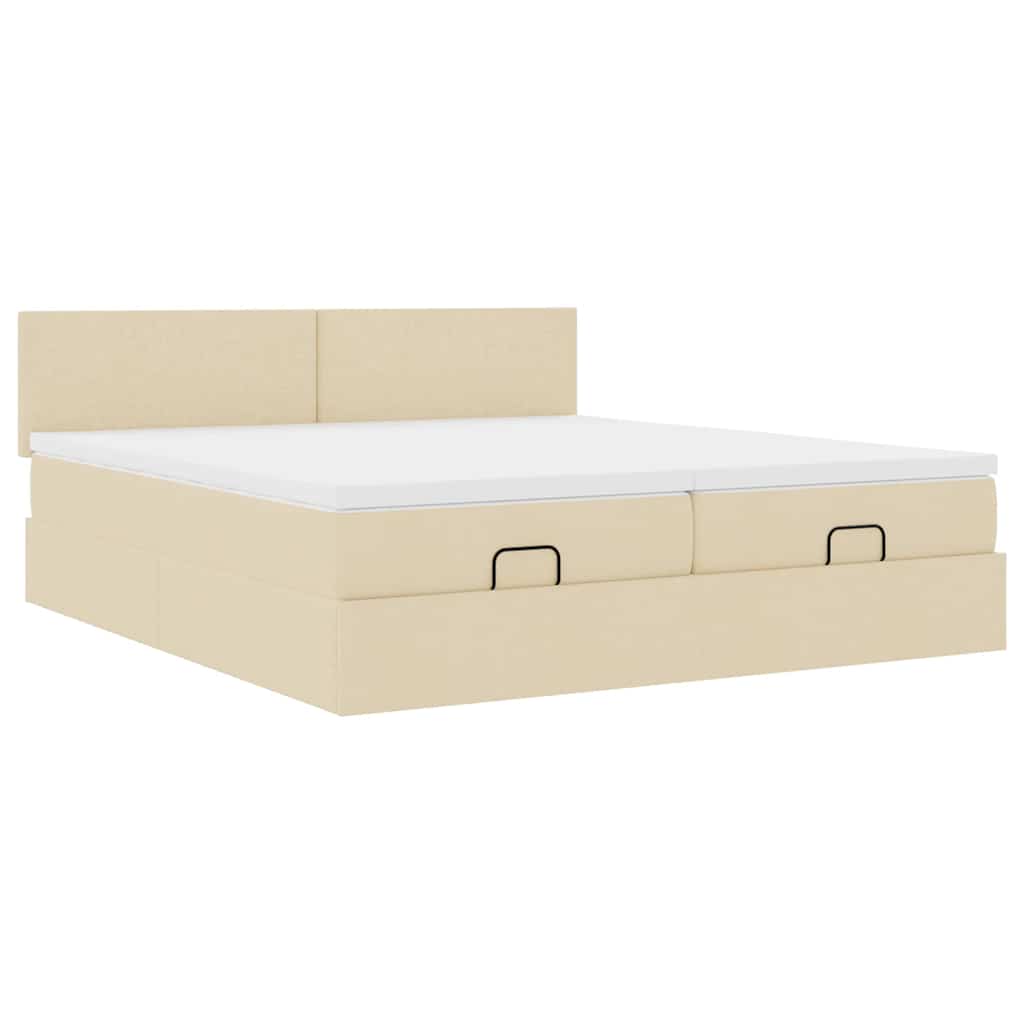 Ottoman bed met matrassen 180x200cm stof crèmekleurig