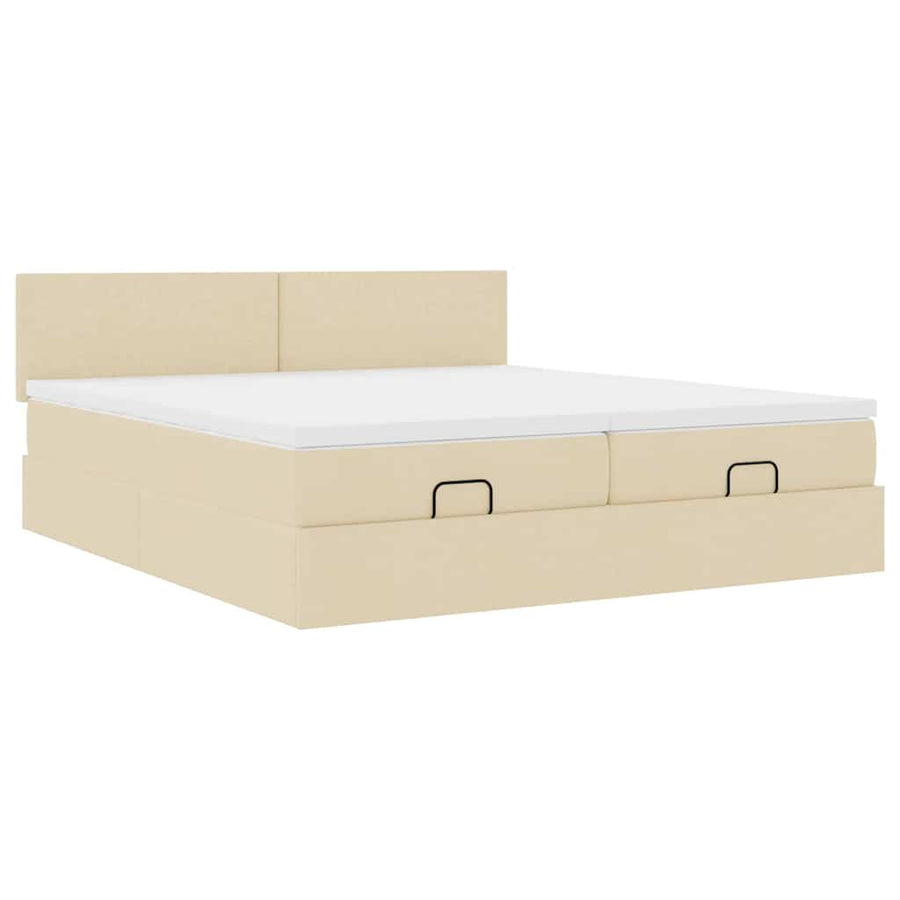 Ottoman bed met matrassen 180x200cm stof crèmekleurig
