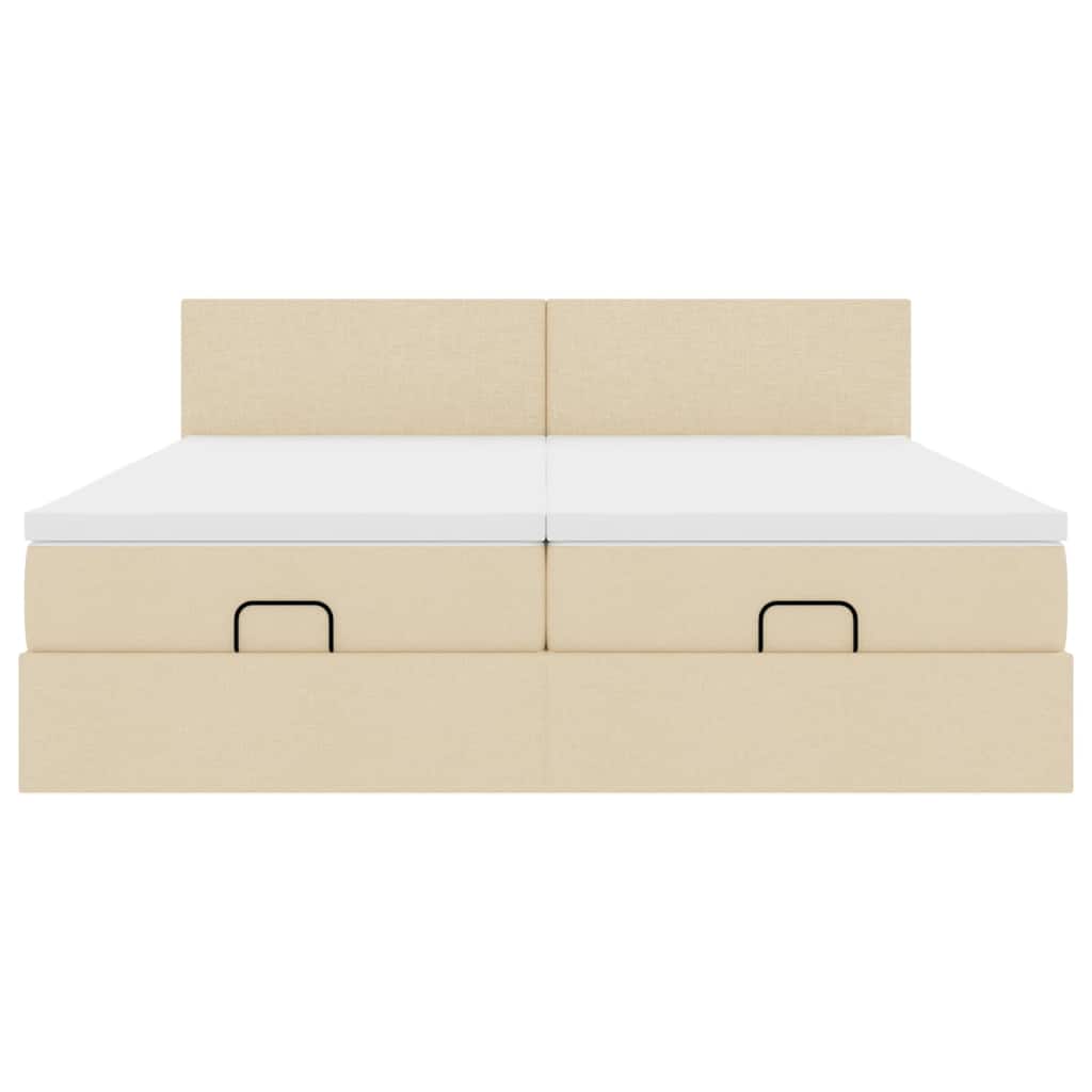 Ottoman bed met matrassen 180x200cm stof crèmekleurig