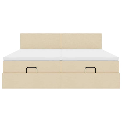 Ottoman bed met matrassen 180x200cm stof crèmekleurig